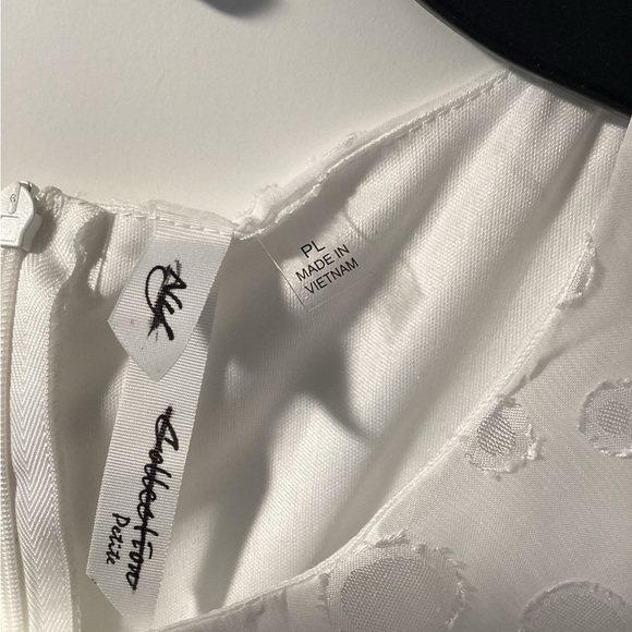 NWOT NY Collection Short Sleeve Belted Swiss Dot Dress Size Petite Large - Picture 4 of 4